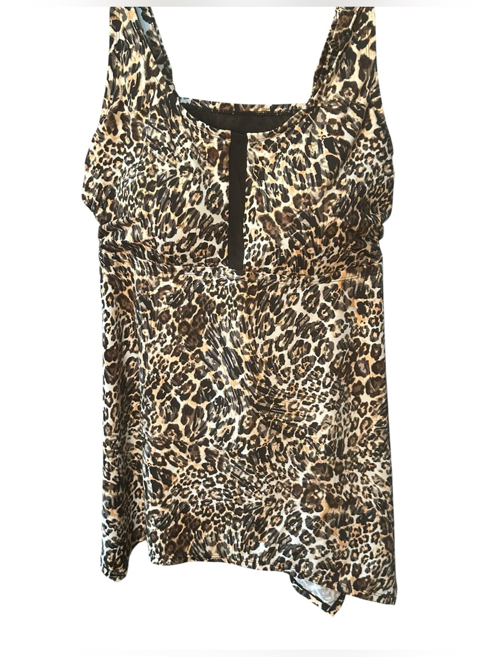 Swim 365 Women’s Plus Size 22 Leopard Longer Length Tankini Top Built In Bra